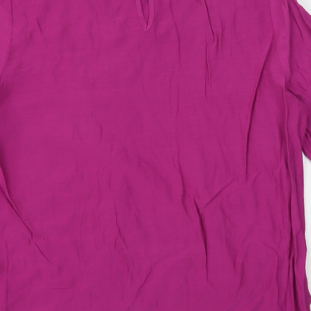 Marks & Spencer Womens Purple Viscose Basic Blouse Size 12 Round Neck