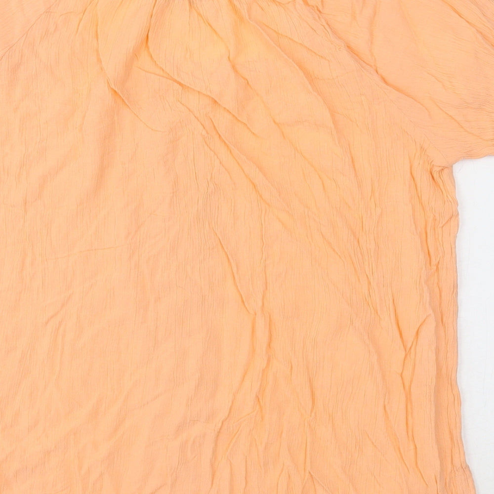 F&F Womens Orange Viscose Basic T-Shirt Size 10 Round Neck