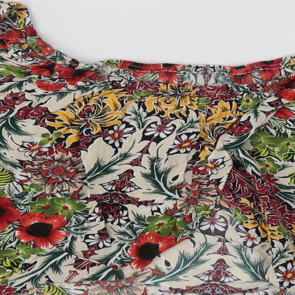 Topshop Womens Multicoloured Floral Viscose Basic Blouse Size 10 Off the Shoulder