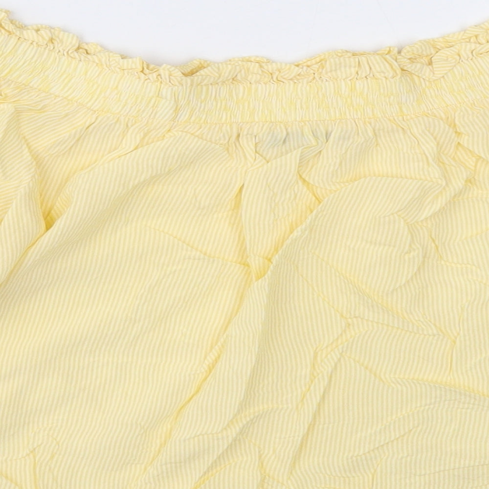Marks & Spencer Womens Yellow Viscose Cropped Blouse Size 10 Boat Neck