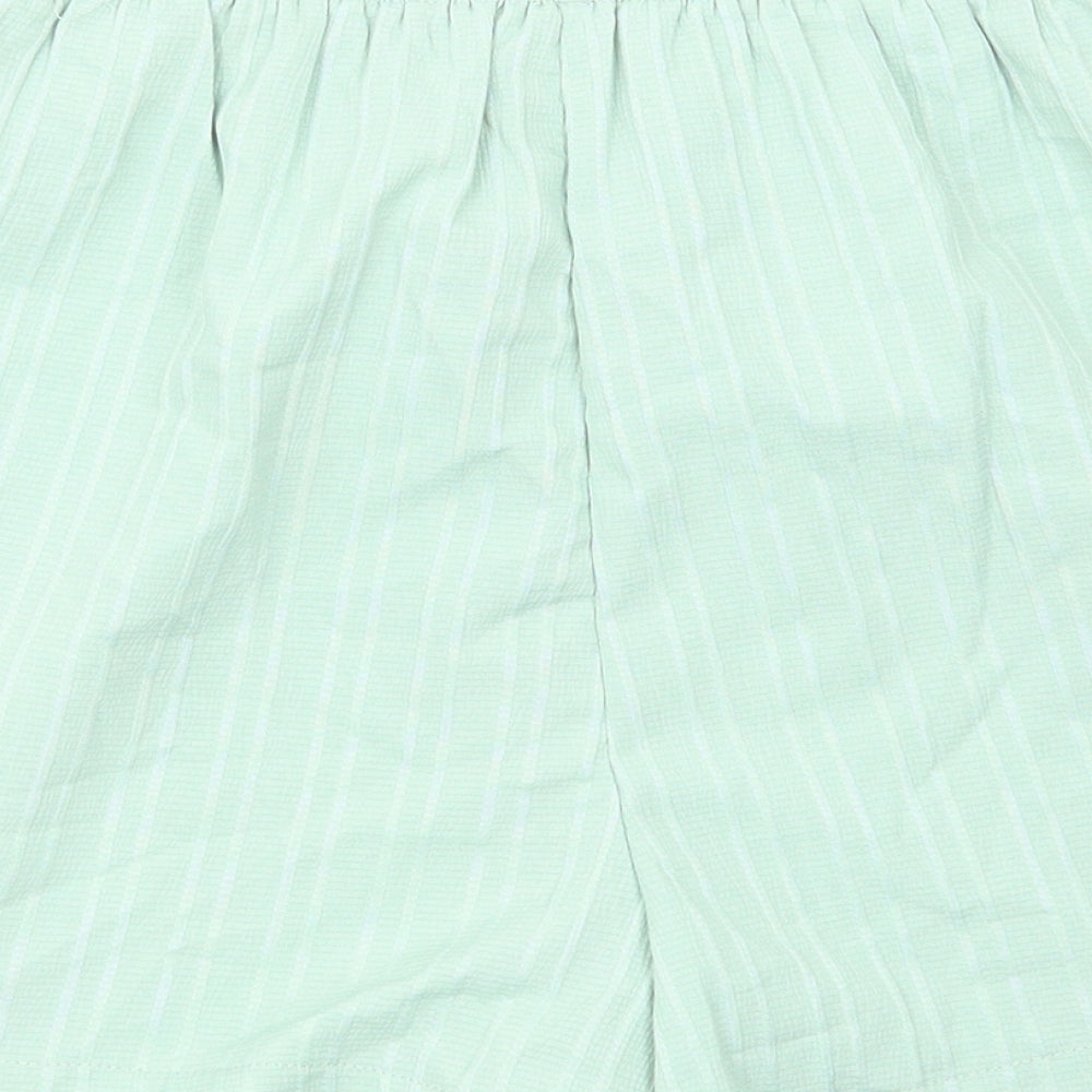 Preworn Womens Green Striped Polyester Basic Shorts Size S L16 in Regular Drawstring