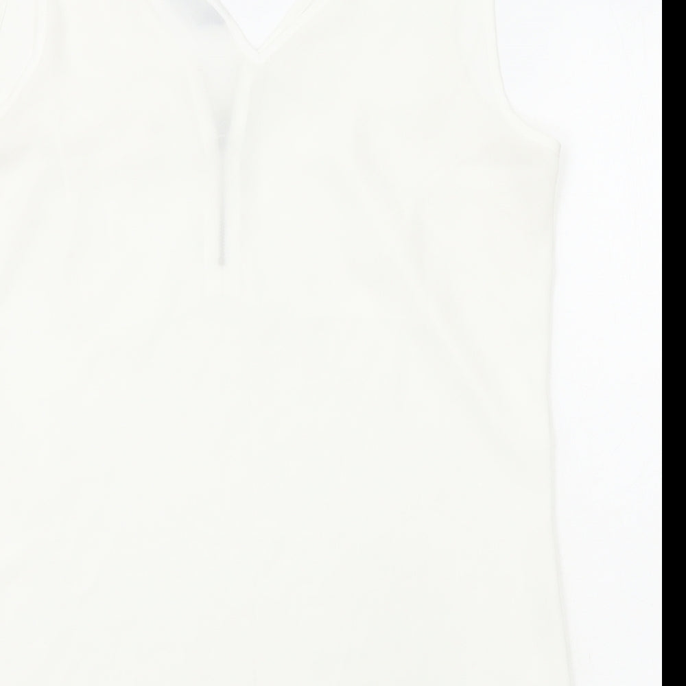 Dorothy Perkins Womens White Polyester Basic Tank Size 14 V-Neck