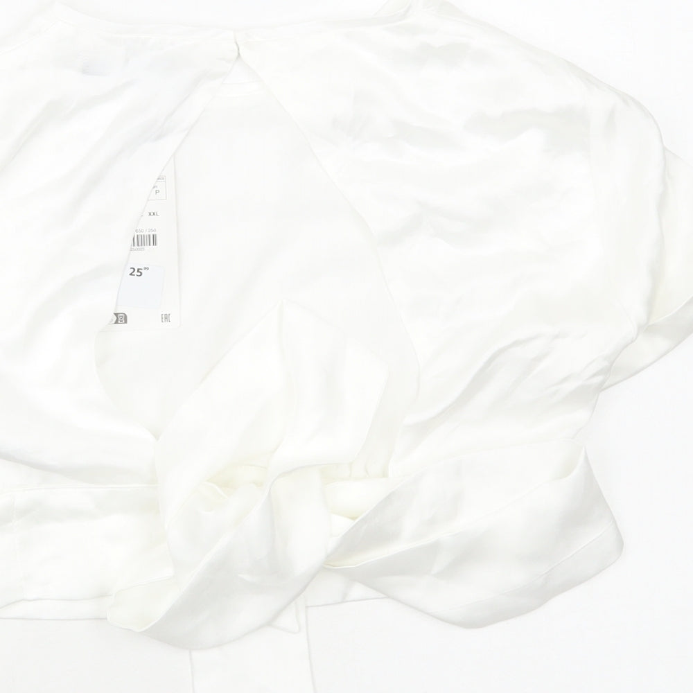 Zara Womens White Polyester Cropped Blouse Size S Round Neck