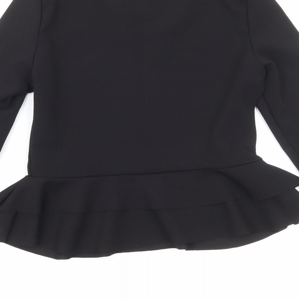 Stylewise Womens Black Polyester Basic T-Shirt Size 8 Round Neck