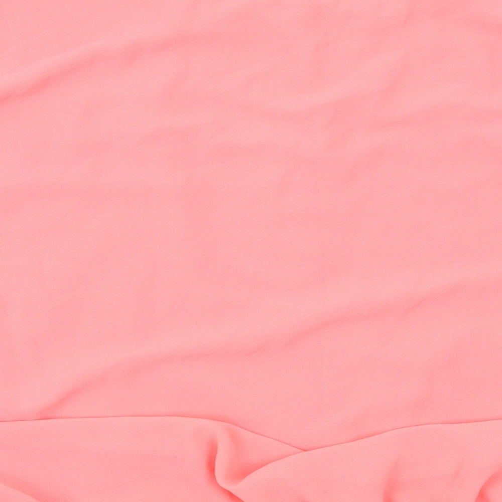 Preworn Womens Pink Polyester Basic Blouse Size 14 Round Neck