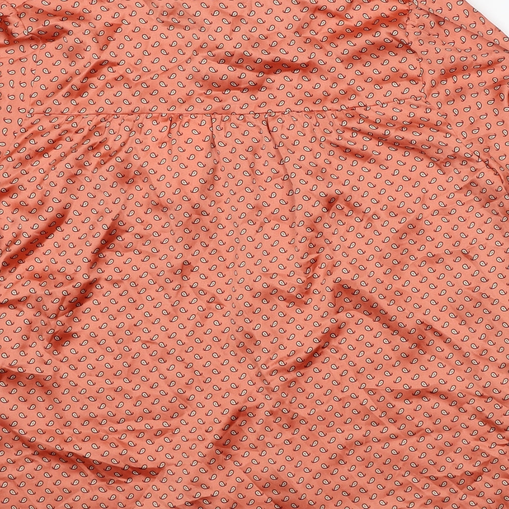 Zara Womens Orange Geometric Polyester Basic Blouse Size S V-Neck