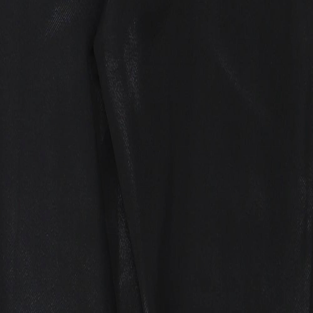 Papaya Womens Black Polyester Trousers Size 8 Regular - Wet look
