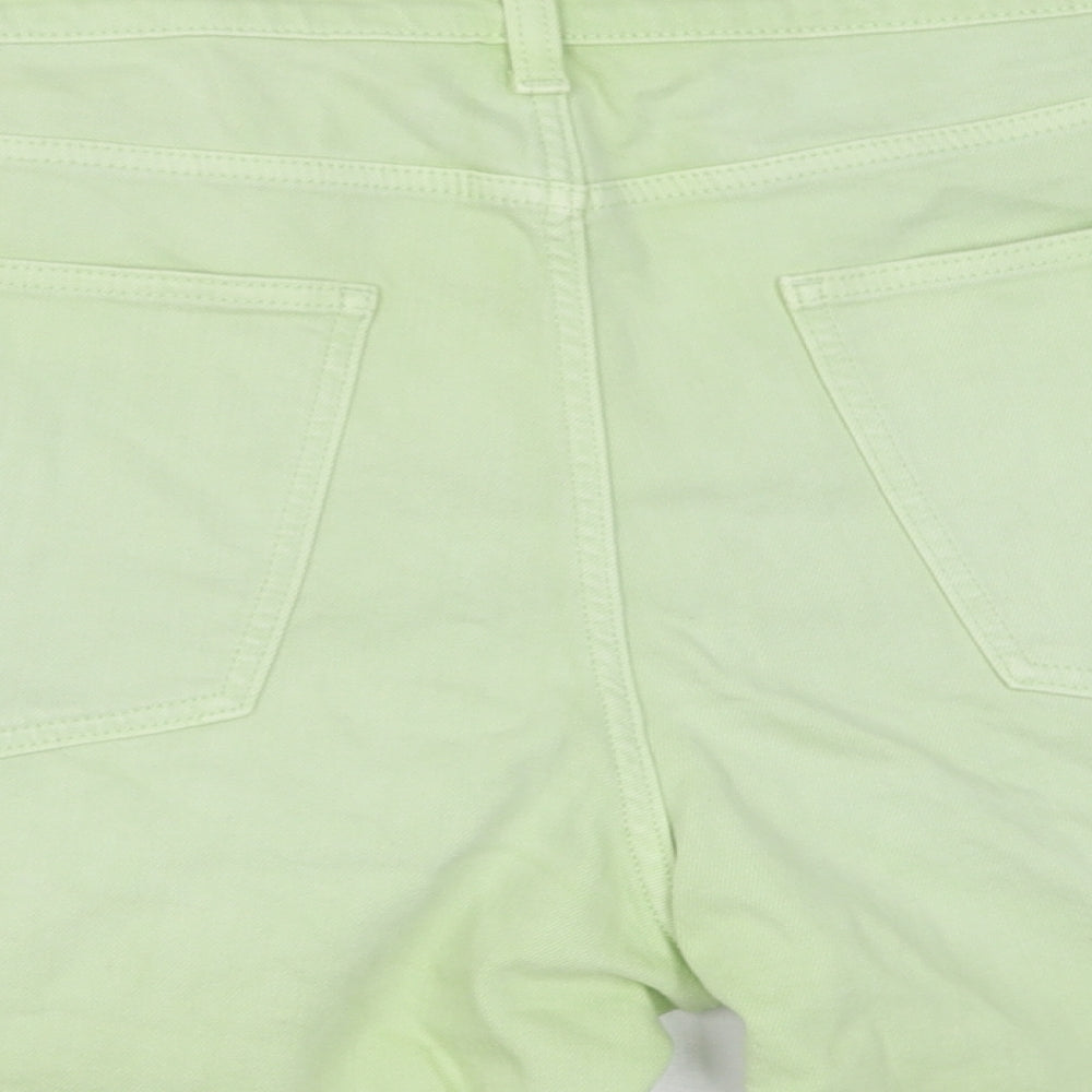 Marks & Spencer Womens Green Cotton Boyfriend Shorts Size 22 Regular Button