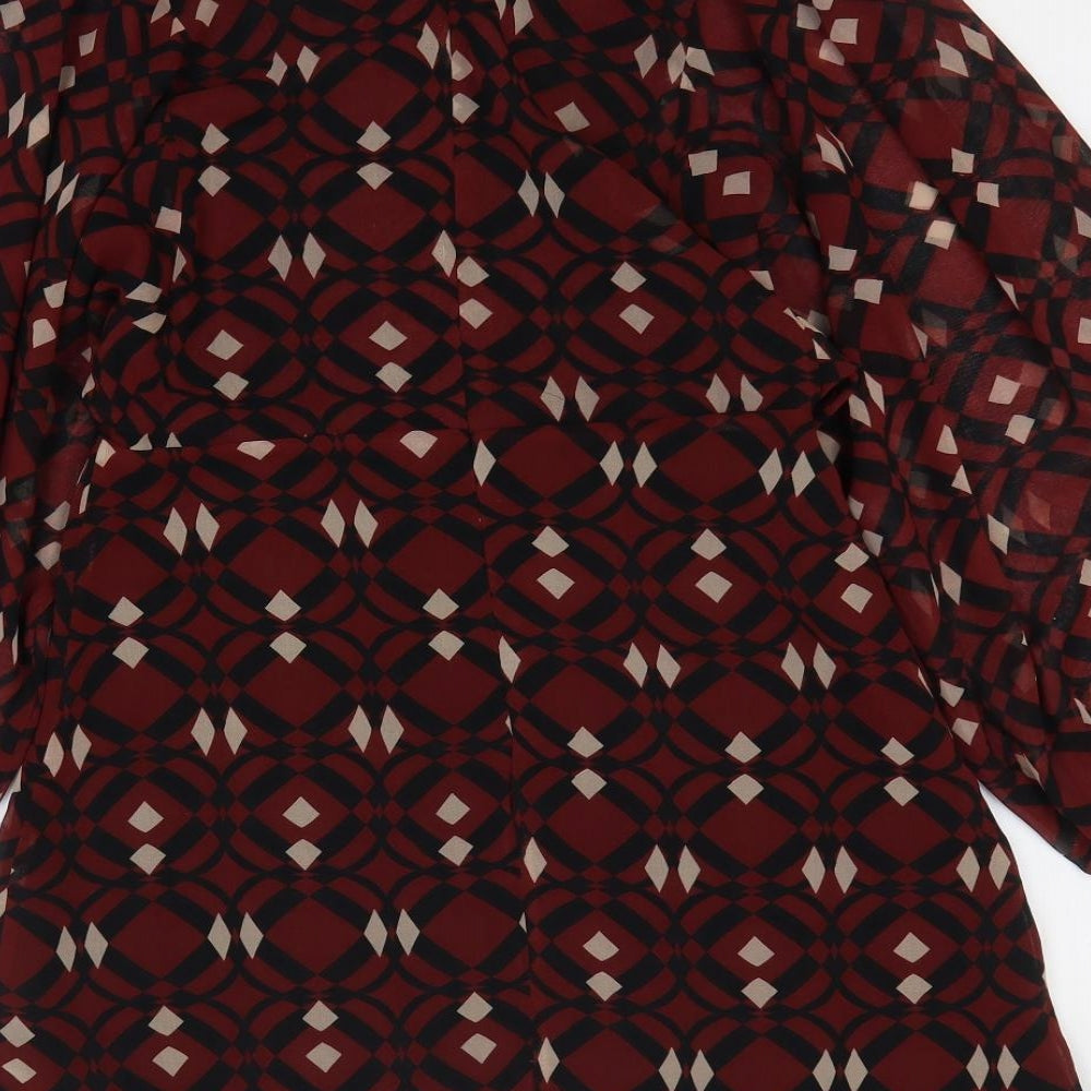 Zara Womens Brown Geometric Polyester Mini Size S Round Neck Pullover