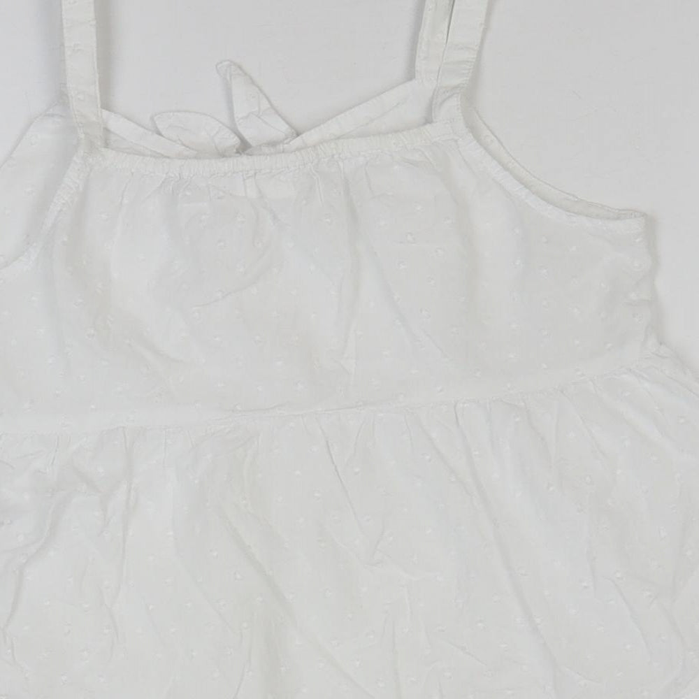 NEXT Girls White 100% Cotton Basic Tank Size 9 Years Square Neck Pullover