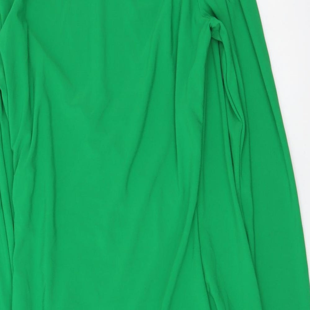 Bershka Womens Green Polyester Mini Size L Collared Pullover