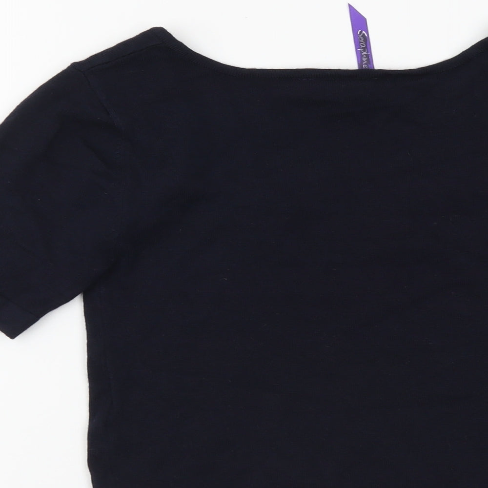 Seraphine Womens Blue Viscose Basic T-Shirt Size 6 Square Neck