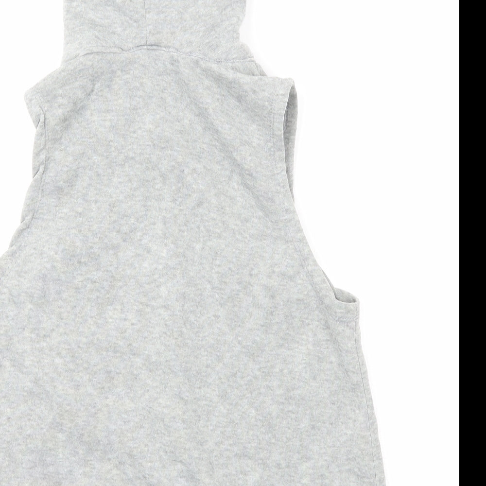 Preworn Girls Grey Polyester Pullover Hoodie Size M Button