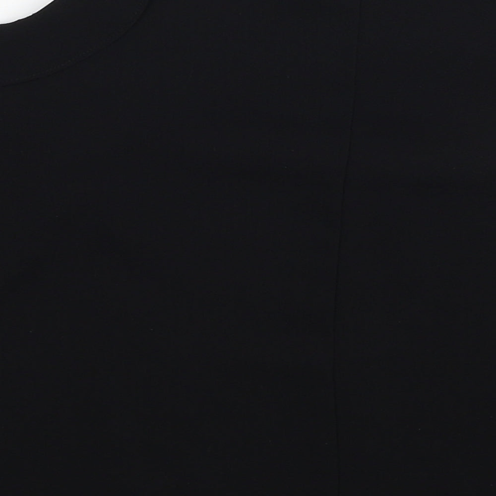Topshop Womens Black Polyester Cropped Blouse Size 8 Round Neck
