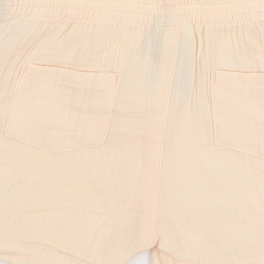Marks and Spencer Girls Pink 100% Cotton Cropped Trousers Size 9-12 Months - Shorts
