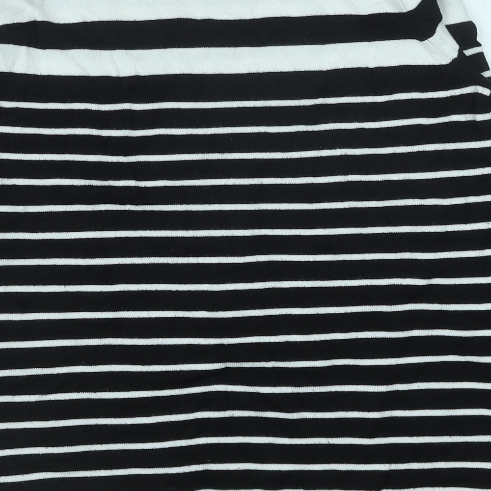 M&Co Womens Black Round Neck Striped Viscose Pullover Jumper Size 10