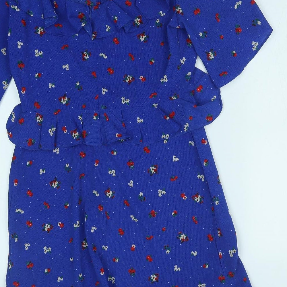 Fashion Union Womens Blue Fair Isle Polyester Mini Size 10 Scoop Neck Zip