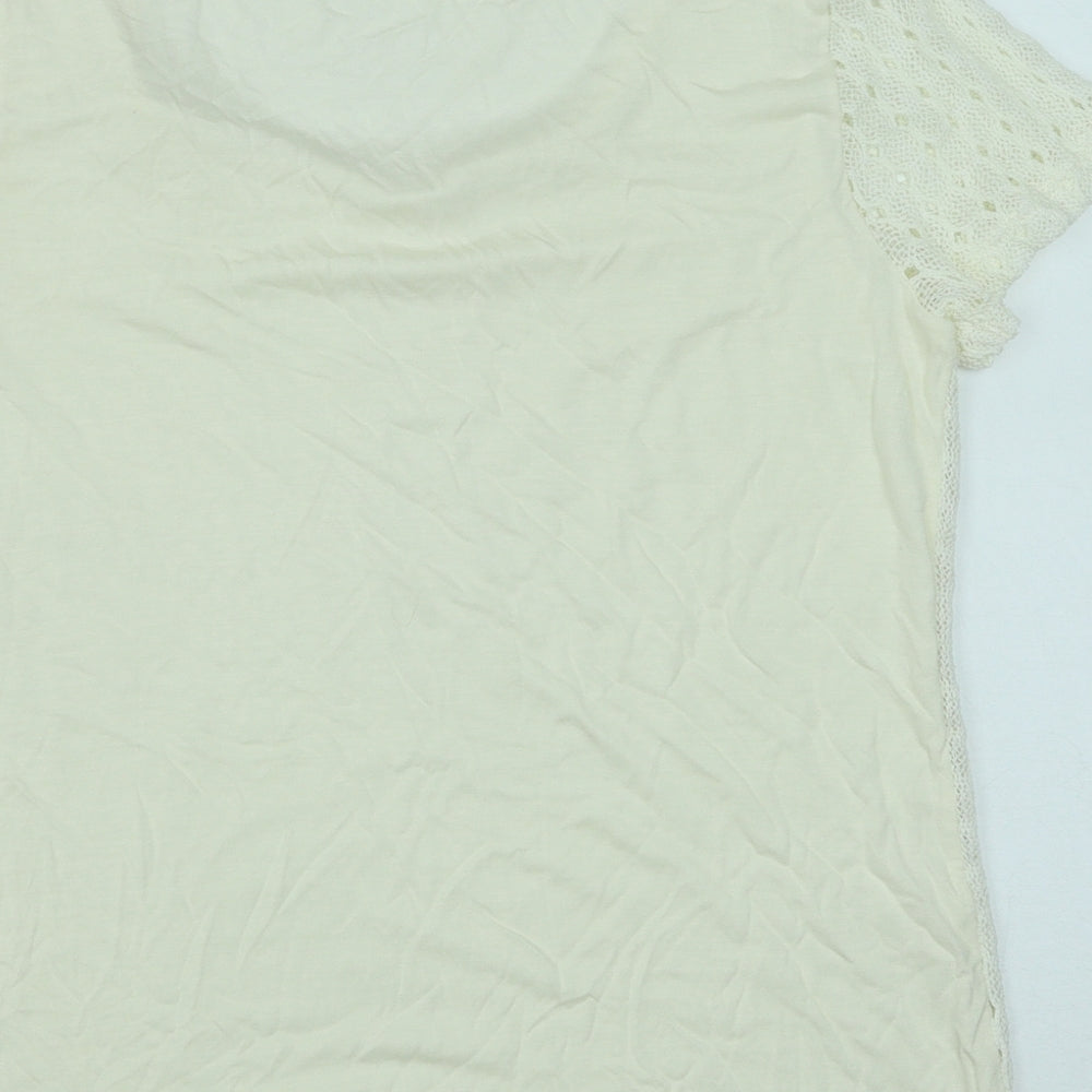 Debenhams Womens White Viscose Basic T-Shirt Size 12 Scoop Neck