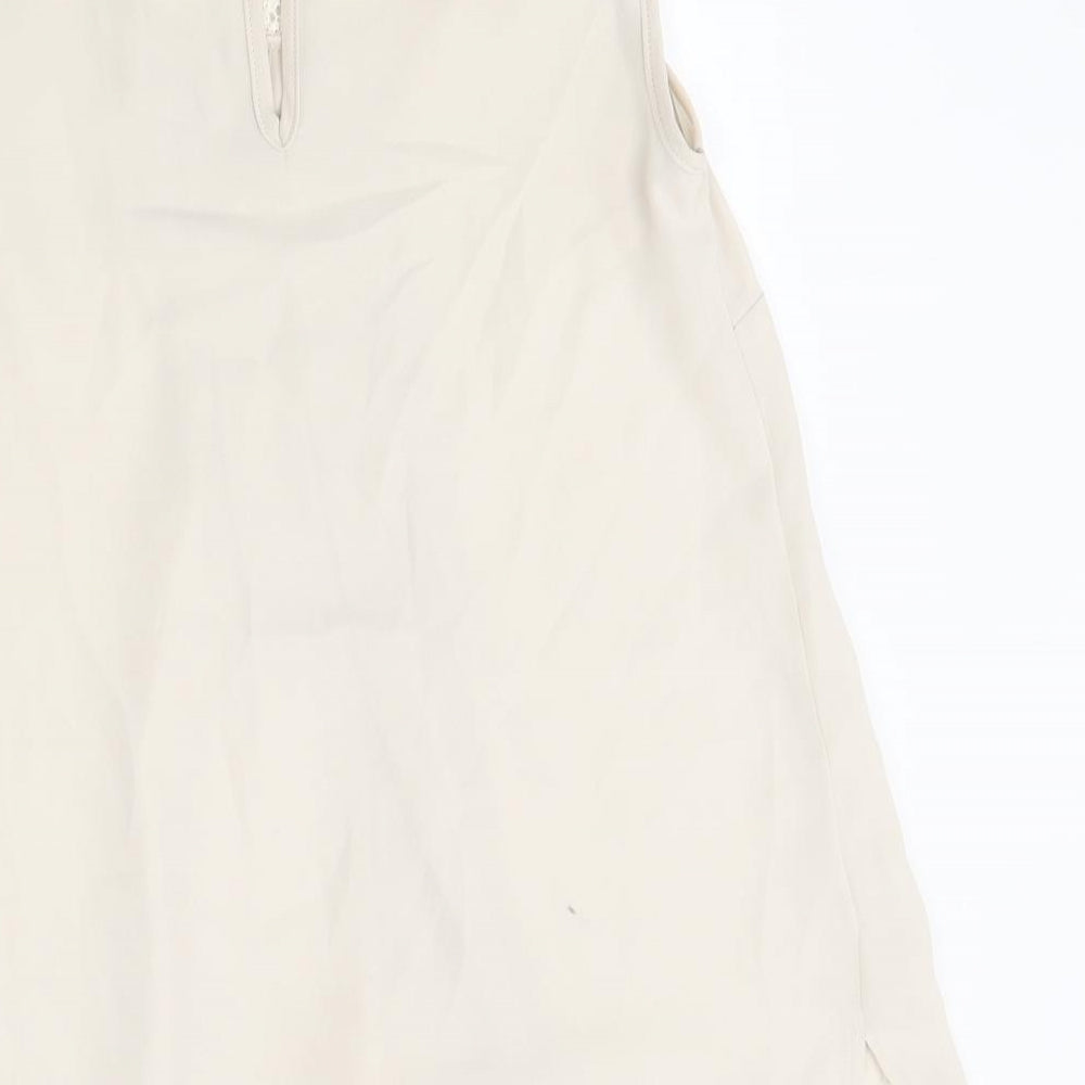 Warehouse Womens Beige Polyester Basic Tank Size 8 Scoop Neck