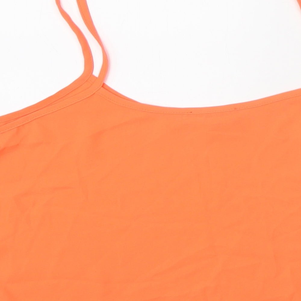 Topshop Womens Orange Polyester Basic Tank Size 10 Scoop Neck