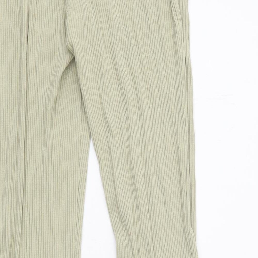 H&M Womens Green Polyester Trousers Size L Regular
