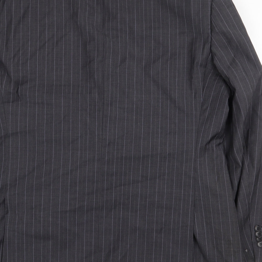 Balmain Mens Grey Striped Wool Jacket Blazer Size 44