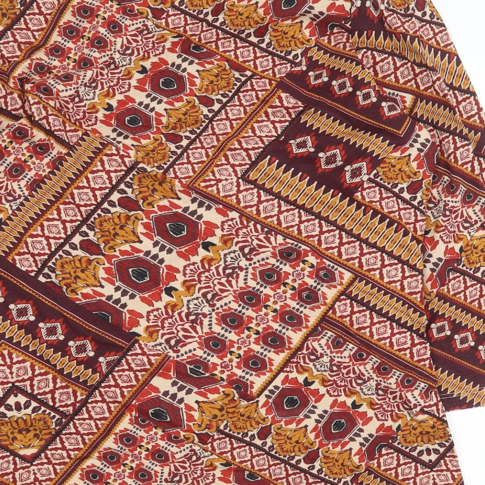 M&Co Womens Multicoloured Fair Isle Polyester Basic Blouse Size 14 Round Neck