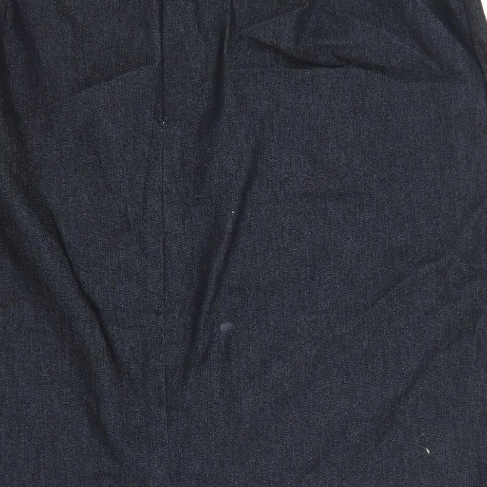 F&F Womens Blue Cotton Straight & Pencil Skirt Size 14 Zip