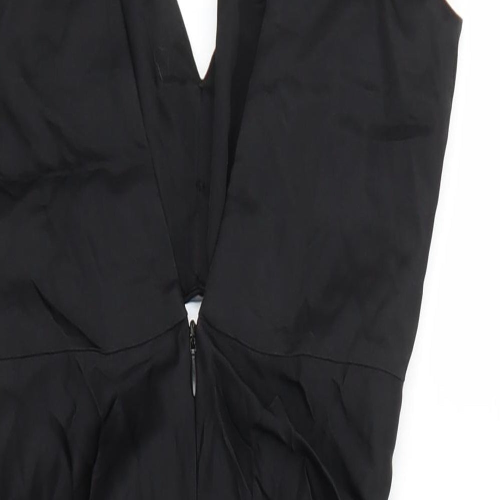Zara Womens Black Polyester Mini Size XS V-Neck Zip