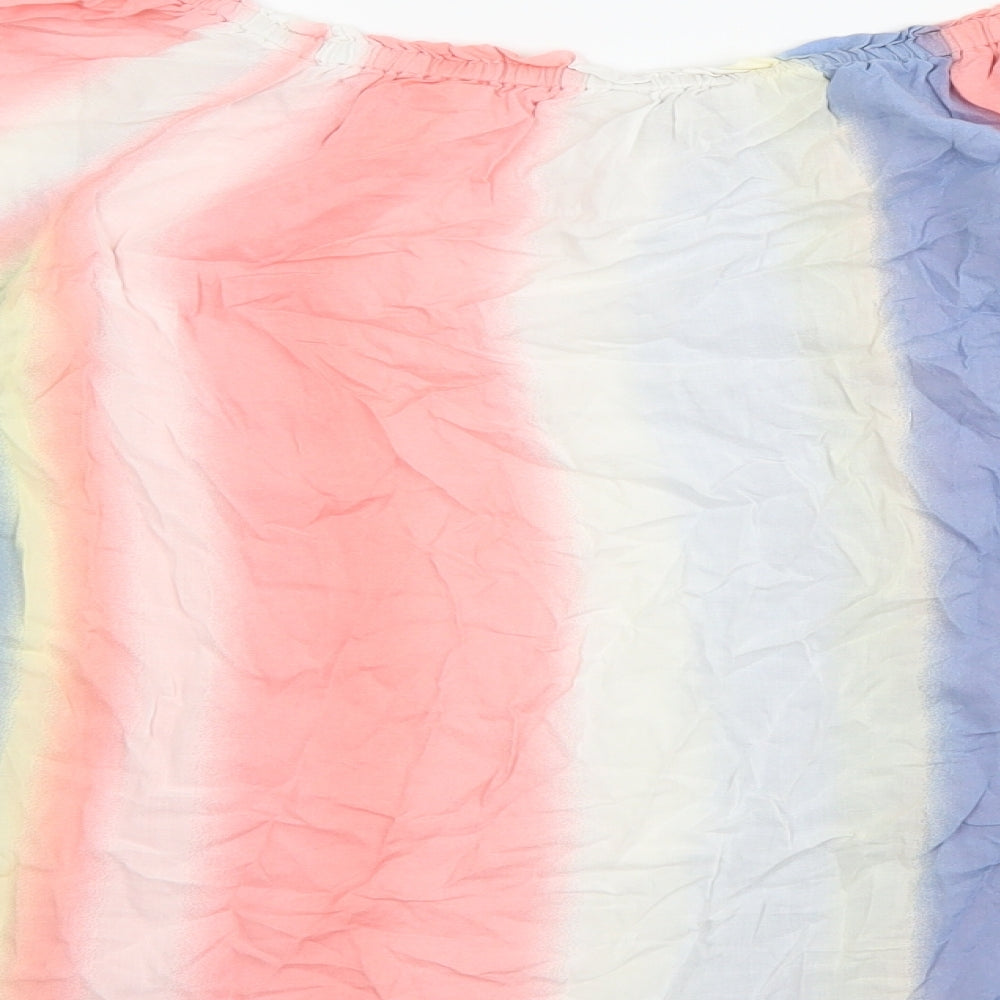 NEXT Womens Multicoloured Striped Viscose Basic Blouse Size 10 Off the Shoulder