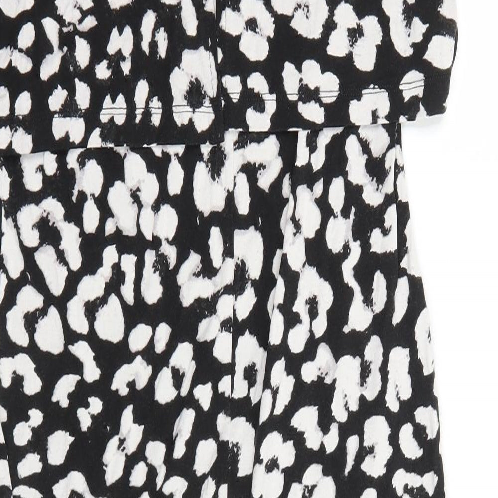 ASOS Womens Black Geometric Viscose Pencil Dress Size 10 Round Neck Pullover