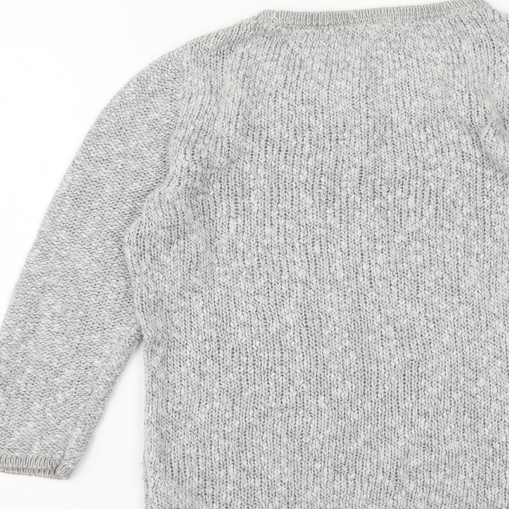 H&M Womens Grey Round Neck Acrylic Pullover Jumper Size XS