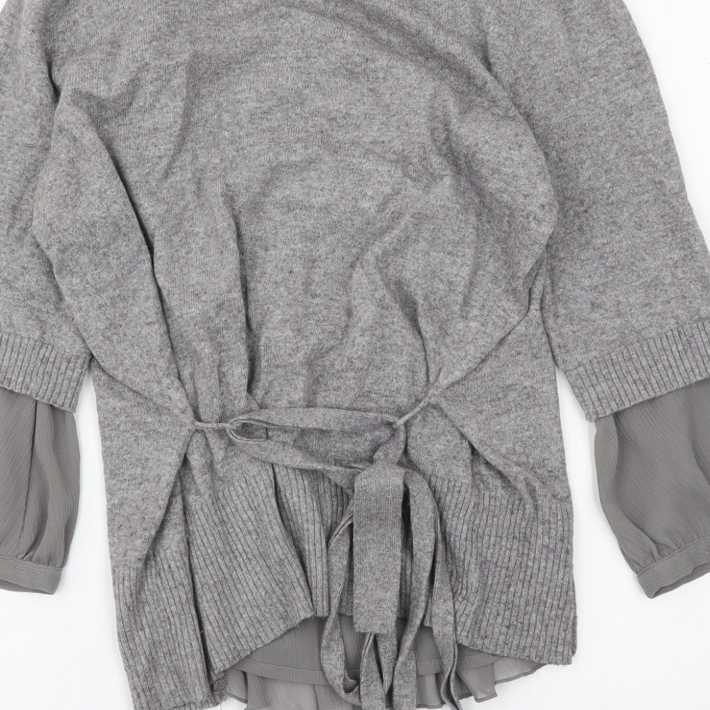 NEXT Womens Grey Scoop Neck Cotton Pullover Jumper Size 8