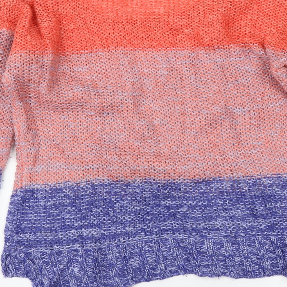 Garage Womens Multicoloured Round Neck Striped Acrylic Pullover Jumper Size M