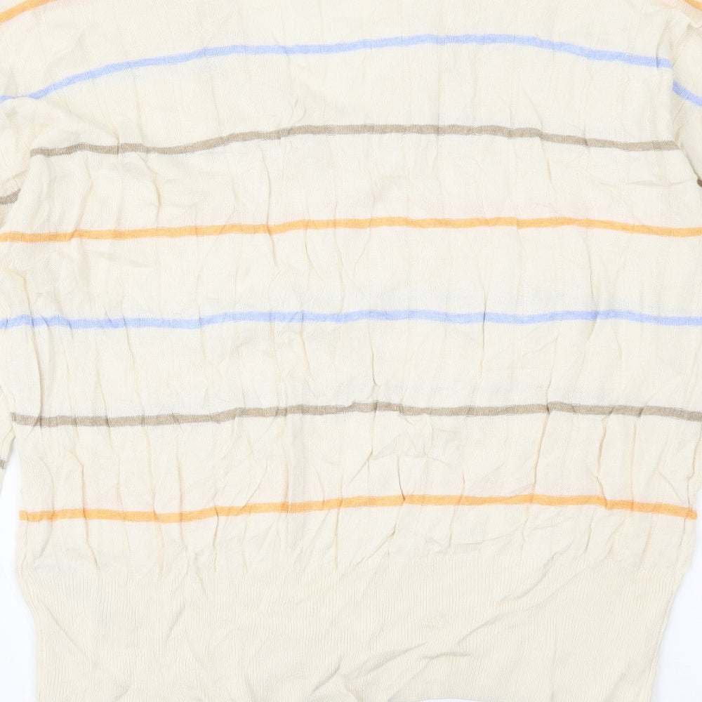 Marks & Spencer Womens Multicoloured V-Neck Striped Viscose Pullover Jumper Size L