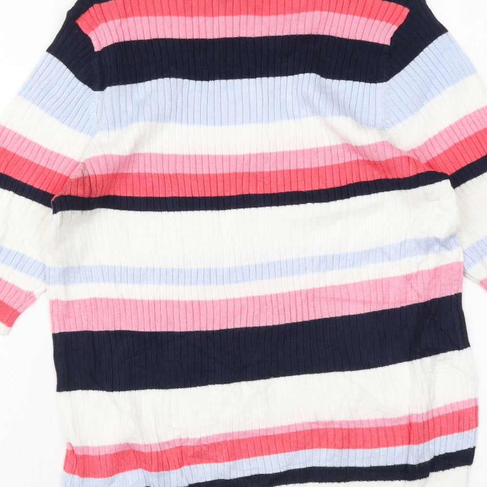 Marks & Spencer Womens Multicoloured Round Neck Striped Viscose Pullover Jumper Size 12