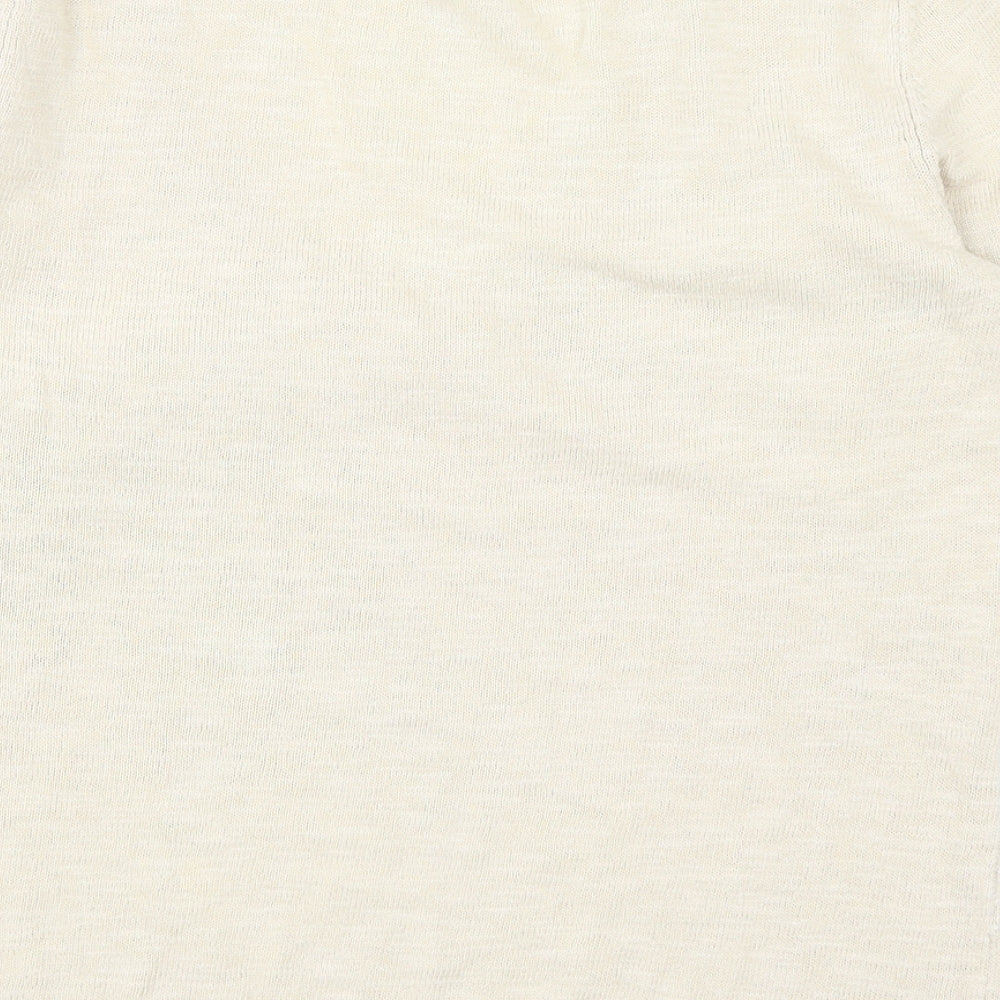 Lands End Womens Beige Scoop Neck Cotton Pullover Jumper Size S