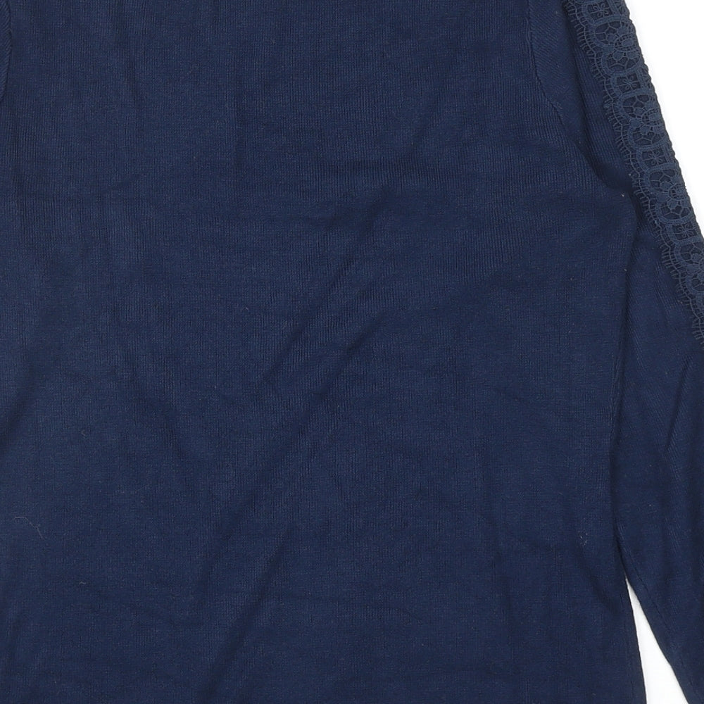Apricot Womens Blue Boat Neck Viscose Pullover Jumper Size 14