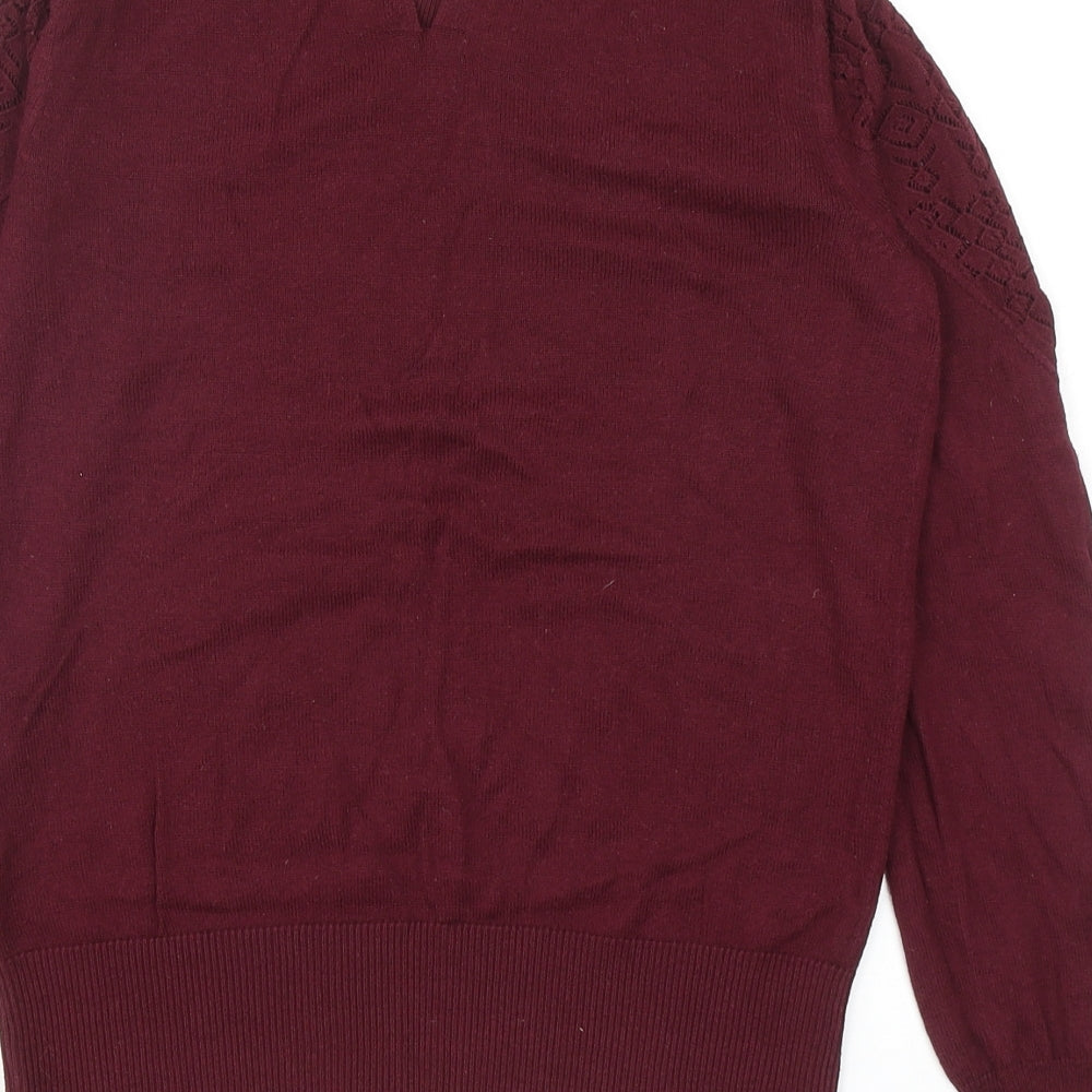 Oasis Womens Red Round Neck Cotton Pullover Jumper Size S