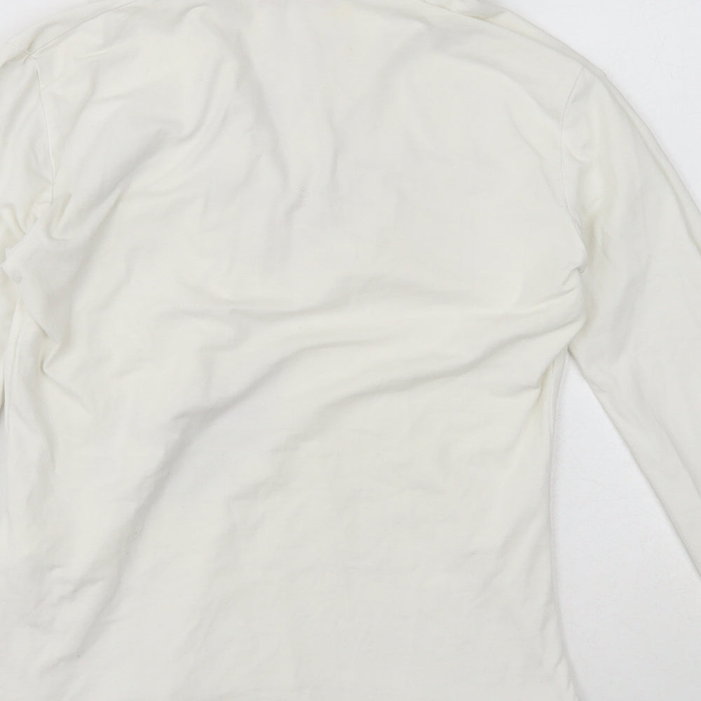 Pinki Womens White Cotton Basic T-Shirt Size M V-Neck