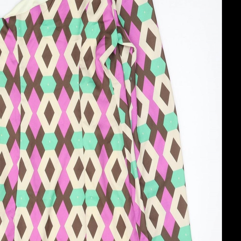 Zara Womens Multicoloured Geometric Polyester Shift Size XS Round Neck Zip