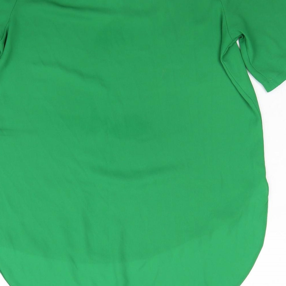 Preworn Womens Green Polyester Basic T-Shirt Size 8 Round Neck