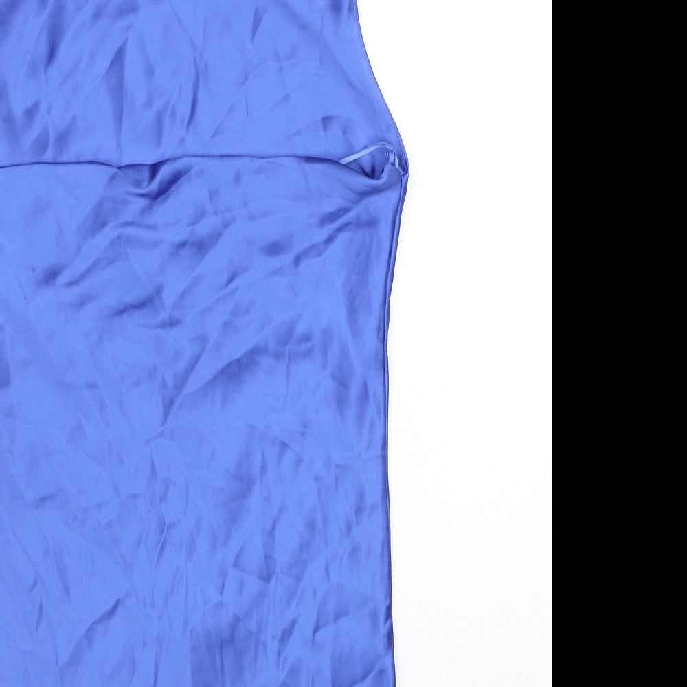 Zara Womens Blue Polyester Mini Size S Square Neck Pullover