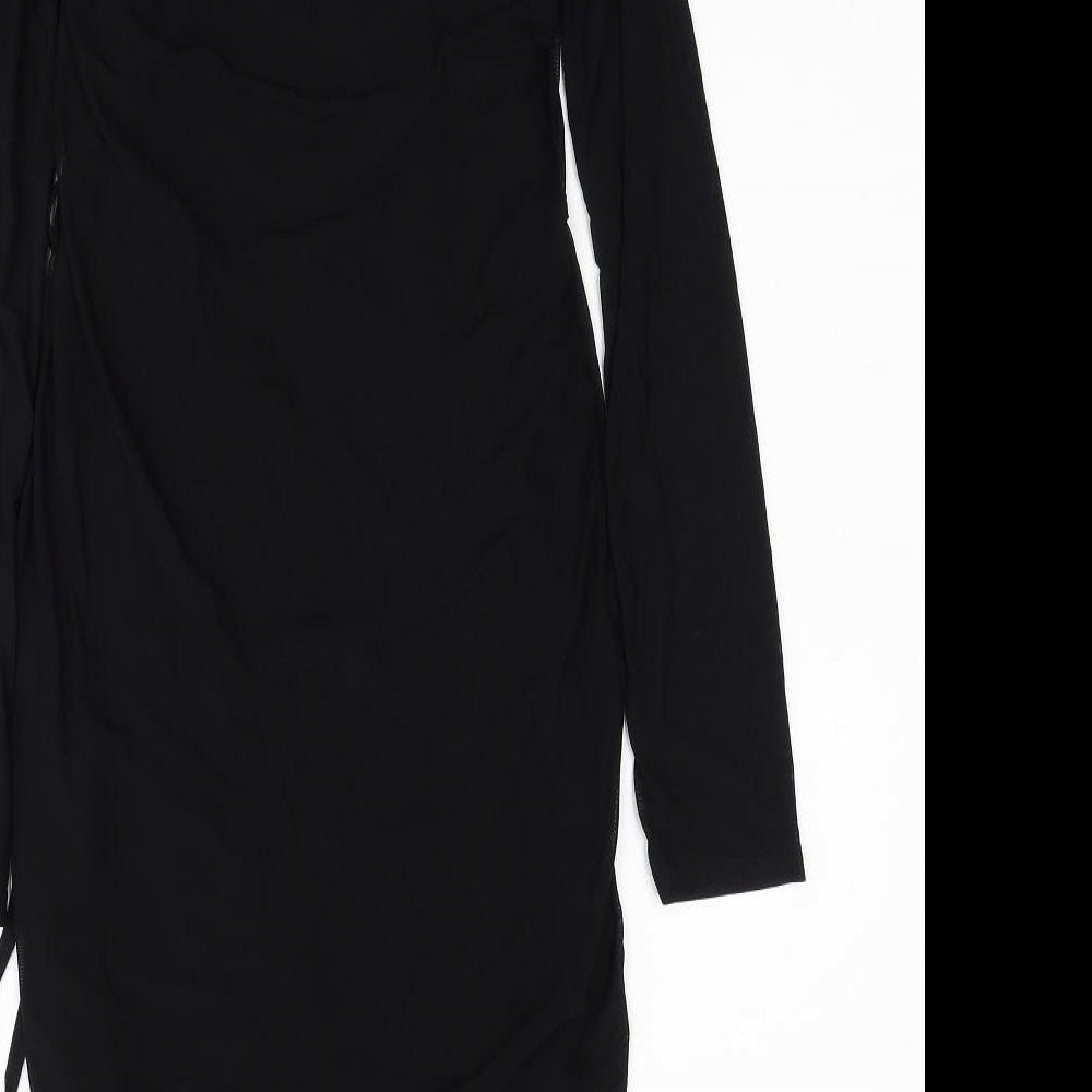 Missguided Womens Black Polyester Pencil Dress Size 10 Round Neck Pullover