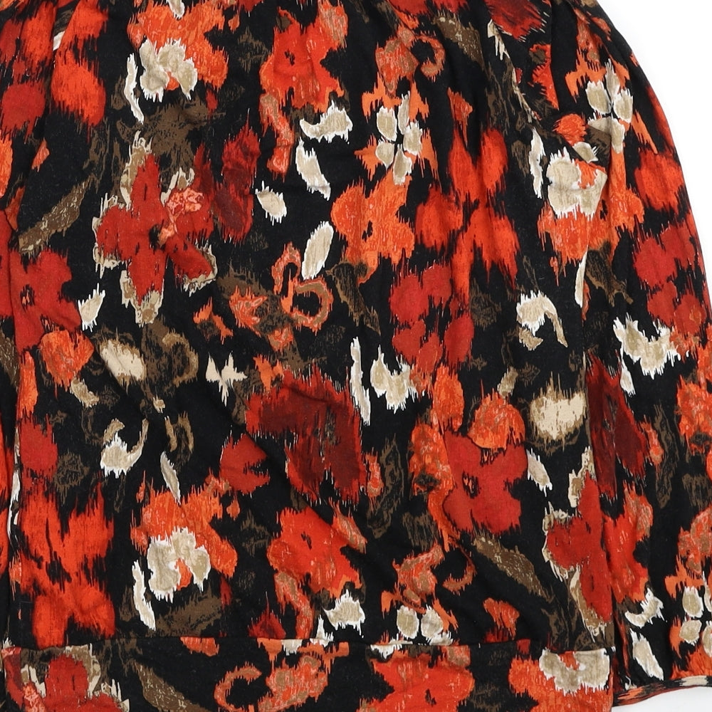 Marks & Spencer Womens Red Floral Viscose Basic Blouse Size 8 Scoop Neck