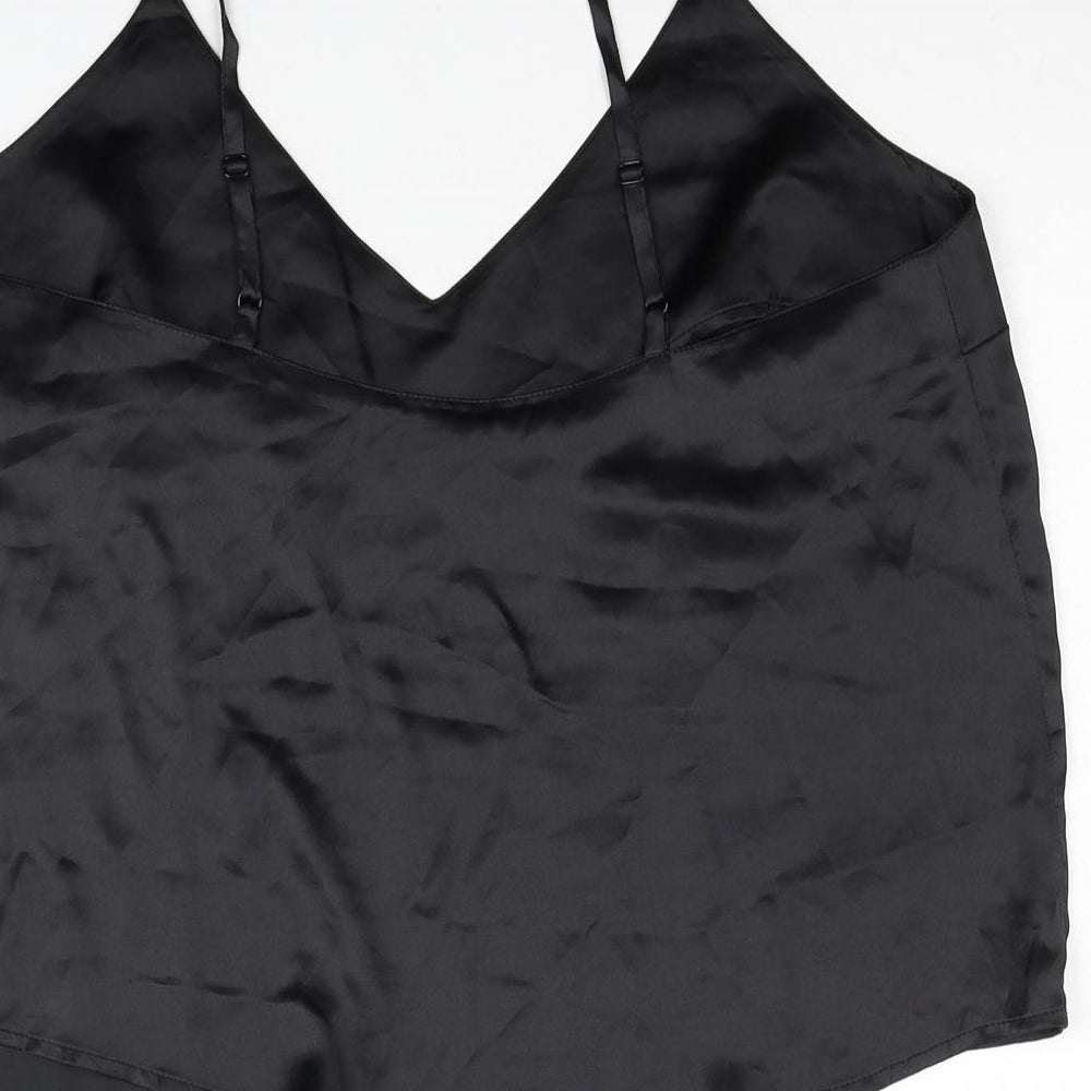 ASOS Womens Black Polyester Basic Tank Size 10 V-Neck