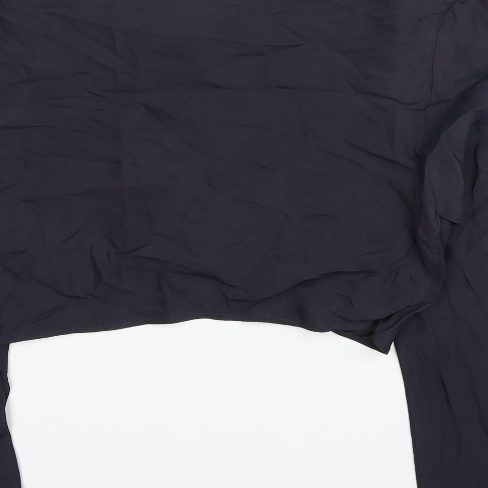 Zara Womens Black Viscose Cropped Blouse Size S Boat Neck