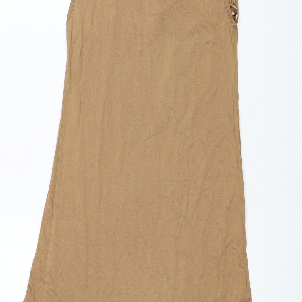 Atmosphere Womens Brown Viscose A-Line Size 12 Scoop Neck Pullover - Lace Detail