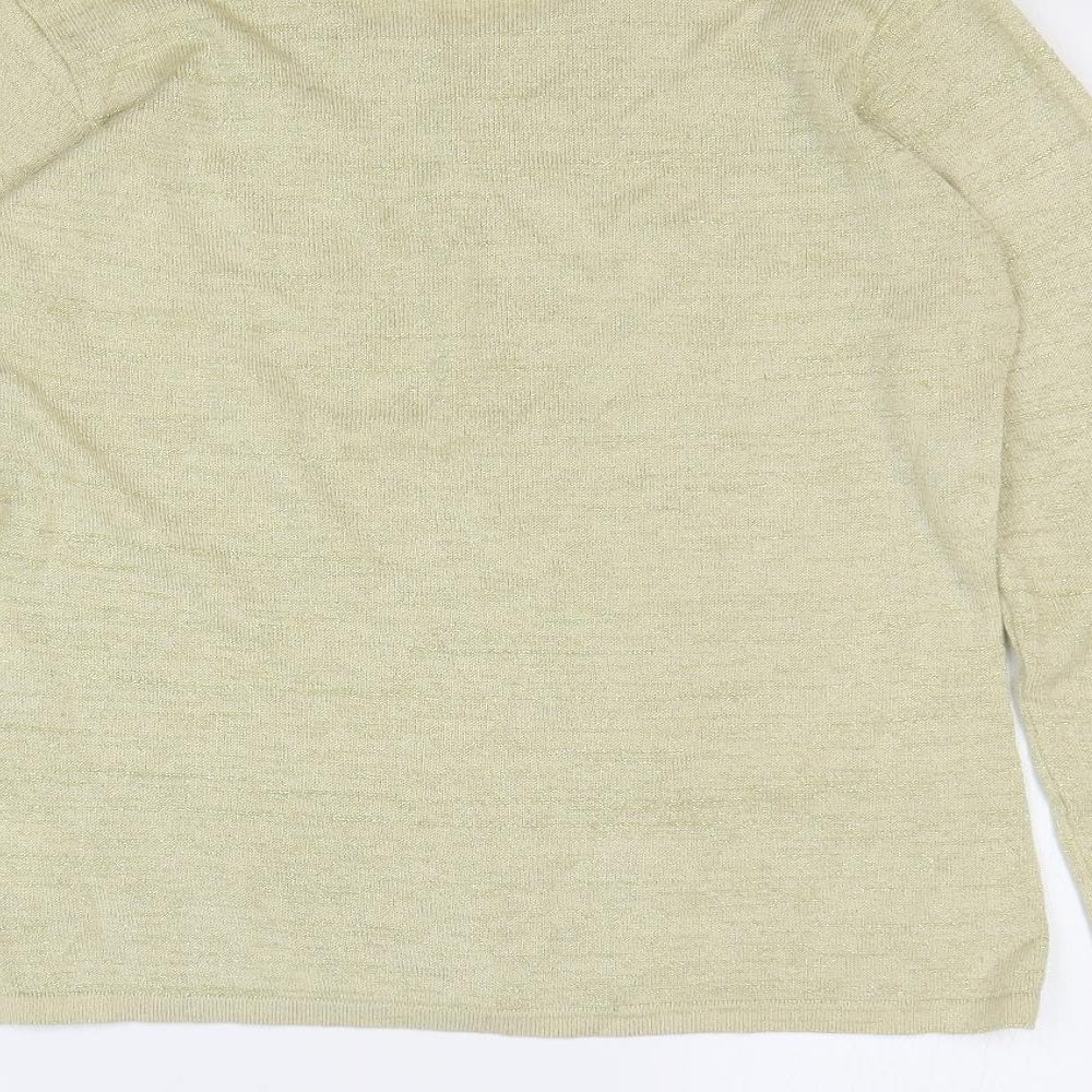 AMARANTO Womens Gold Round Neck Floral Viscose Pullover Jumper Size M