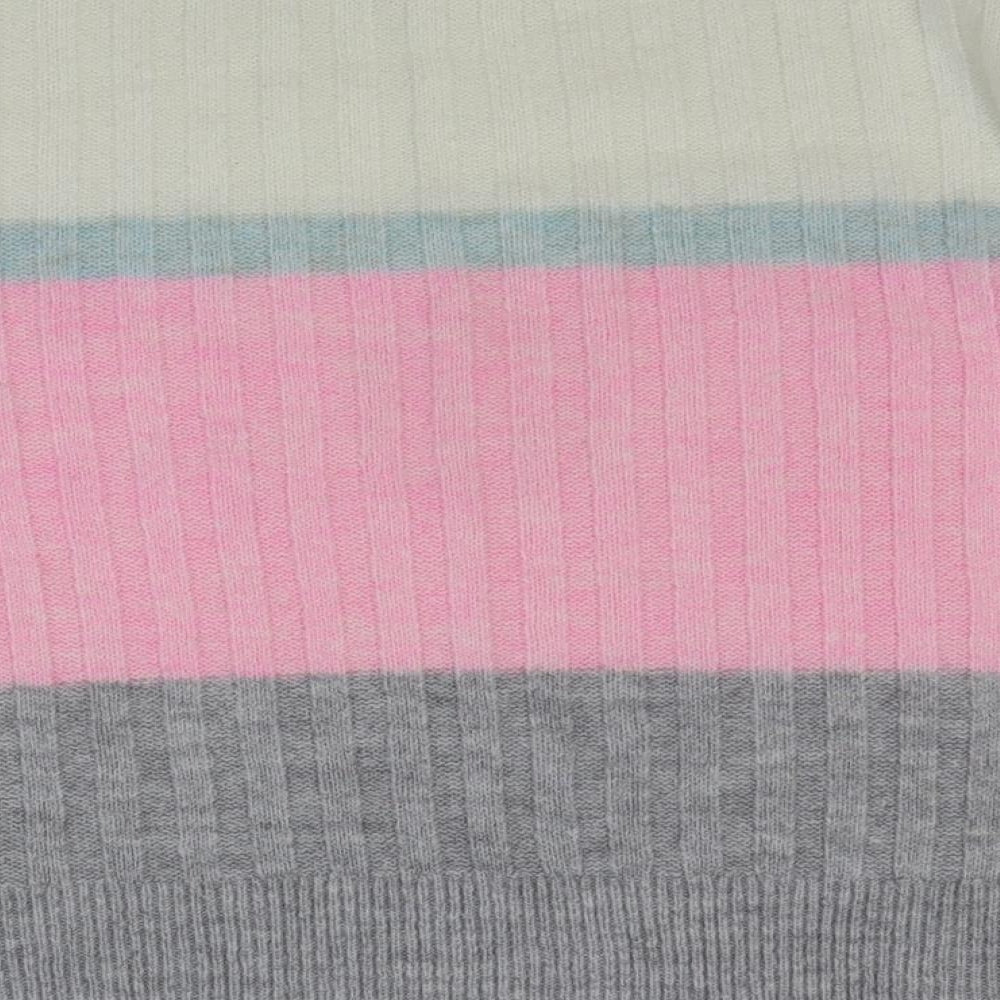 Papaya Womens Multicoloured Round Neck Striped Acrylic Pullover Jumper Size S
